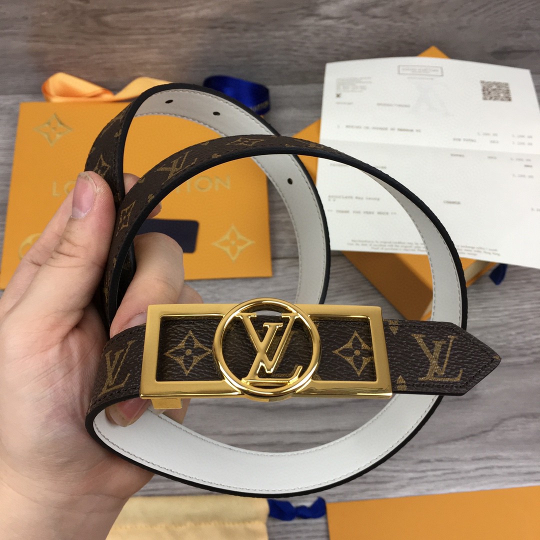 1:1 Replica Louis Vuitton Dauphine Reversible Belt Monogram Canvas, LV Women Belt - Image 3