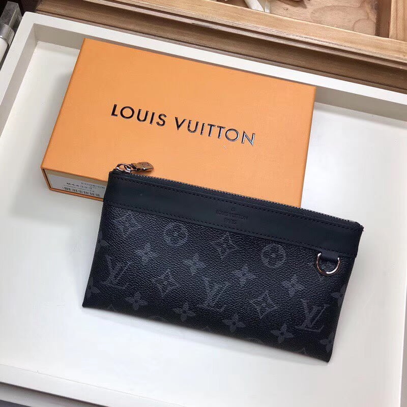 1:1 Replica Louis Vuitton Discovery Pochette Monogram Pacific Canvas Black For Women, Women's Wallet 8.3in/21cm LV M44323