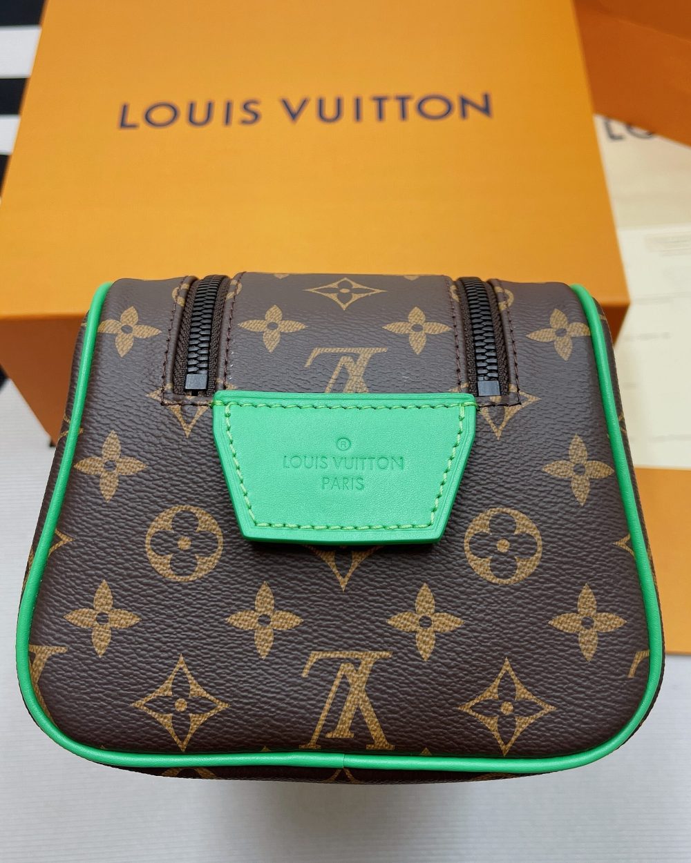 1:1 Replica Louis Vuitton Dopp Kit Poche Toilette Monogram Canvas By Virgil Abloh's Minty /Green For Women, Women's Wallets 11in/28cm LV M46253