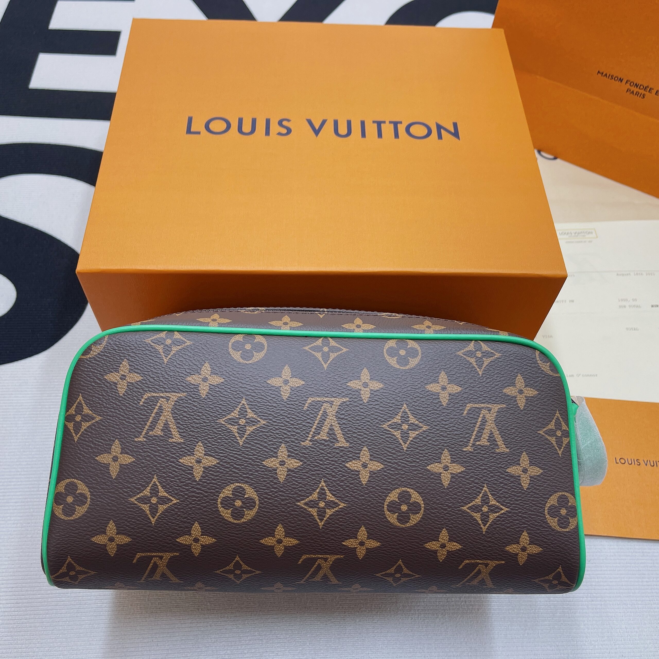 1:1 Replica Louis Vuitton Dopp Kit Poche Toilette Monogram Canvas By Virgil Abloh's Minty /Green For Women, Women's Wallets 11in/28cm LV M46253 - Image 8