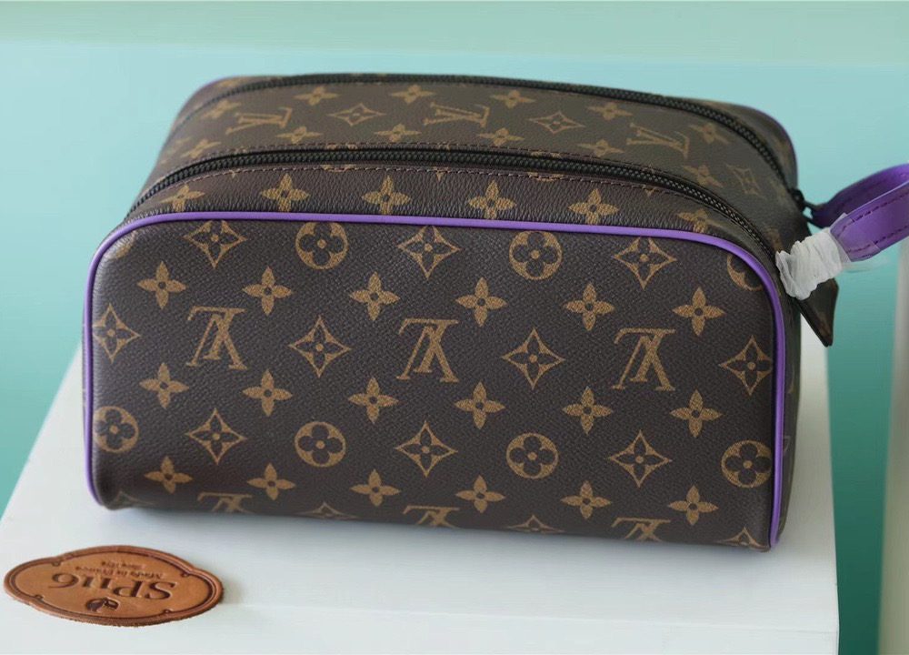 1:1 Replica Louis Vuitton Dopp Kit Poche Toilette Monogram Canvas By Virgil Abloh's Minty /Purple For Women, Women's Wallets 11in/28cm LV 