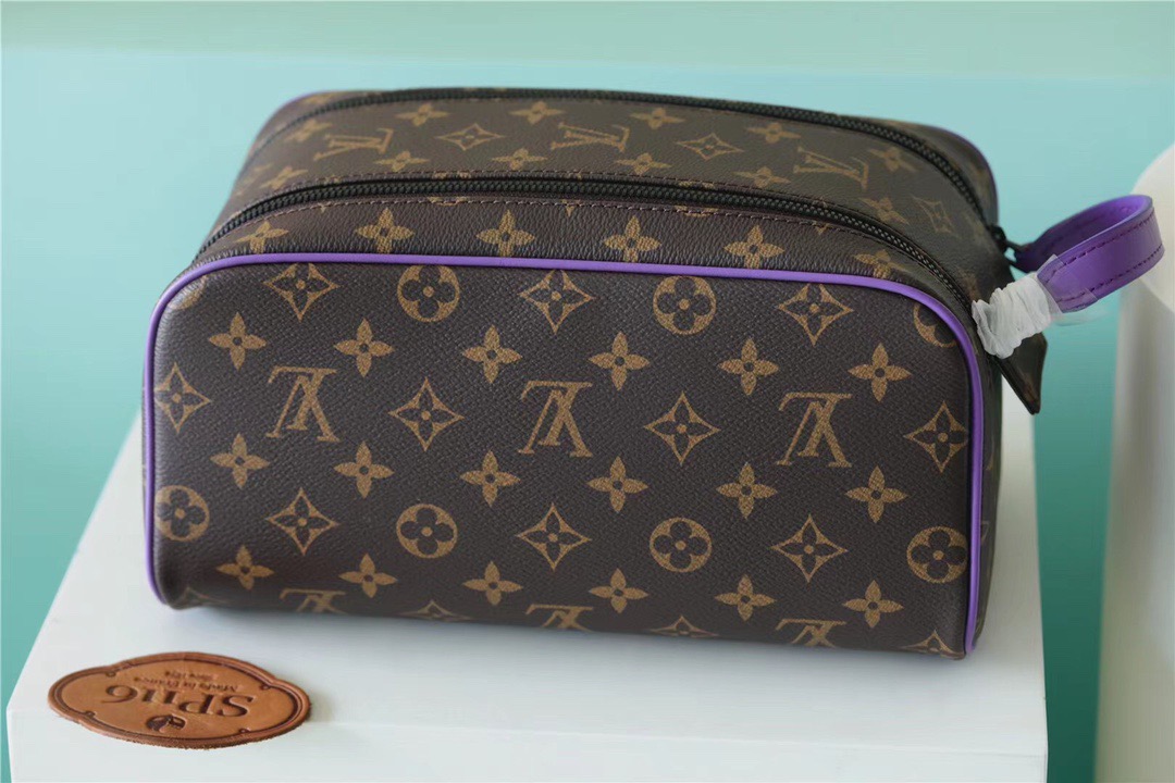 1:1 Replica Louis Vuitton Dopp Kit Poche Toilette Monogram Canvas By Virgil Abloh's Minty /Purple For Women, Women's Wallets 11in/28cm LV - Image 8