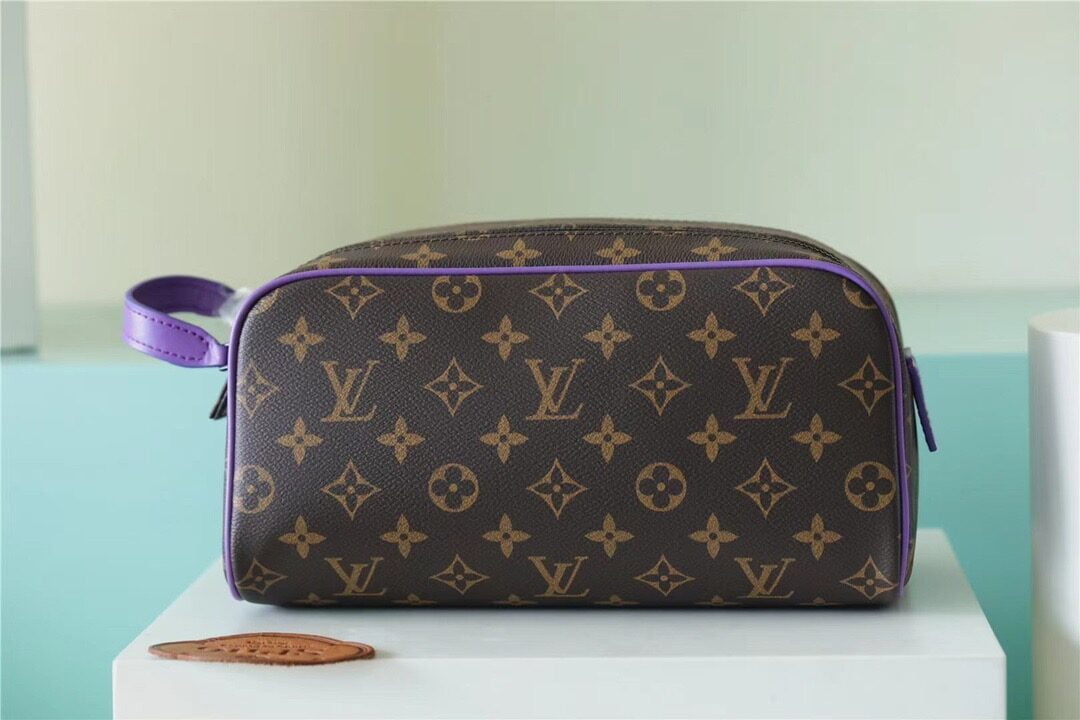 1:1 Replica Louis Vuitton Dopp Kit Poche Toilette Monogram Canvas By Virgil Abloh's Minty /Purple For Women, Women's Wallets 11in/28cm LV