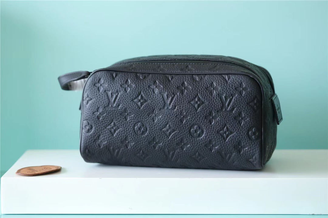 1:1 Replica Louis Vuitton Dopp Kit Toilet Pouch Monogram Empreinte Black For Women, Women's Wallets 11in/28cm LV