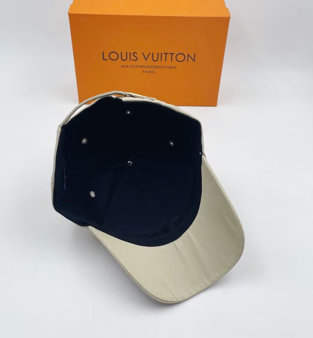 Louis Vuitton Embroidered Logo Baseball Cap Beige LV Cap