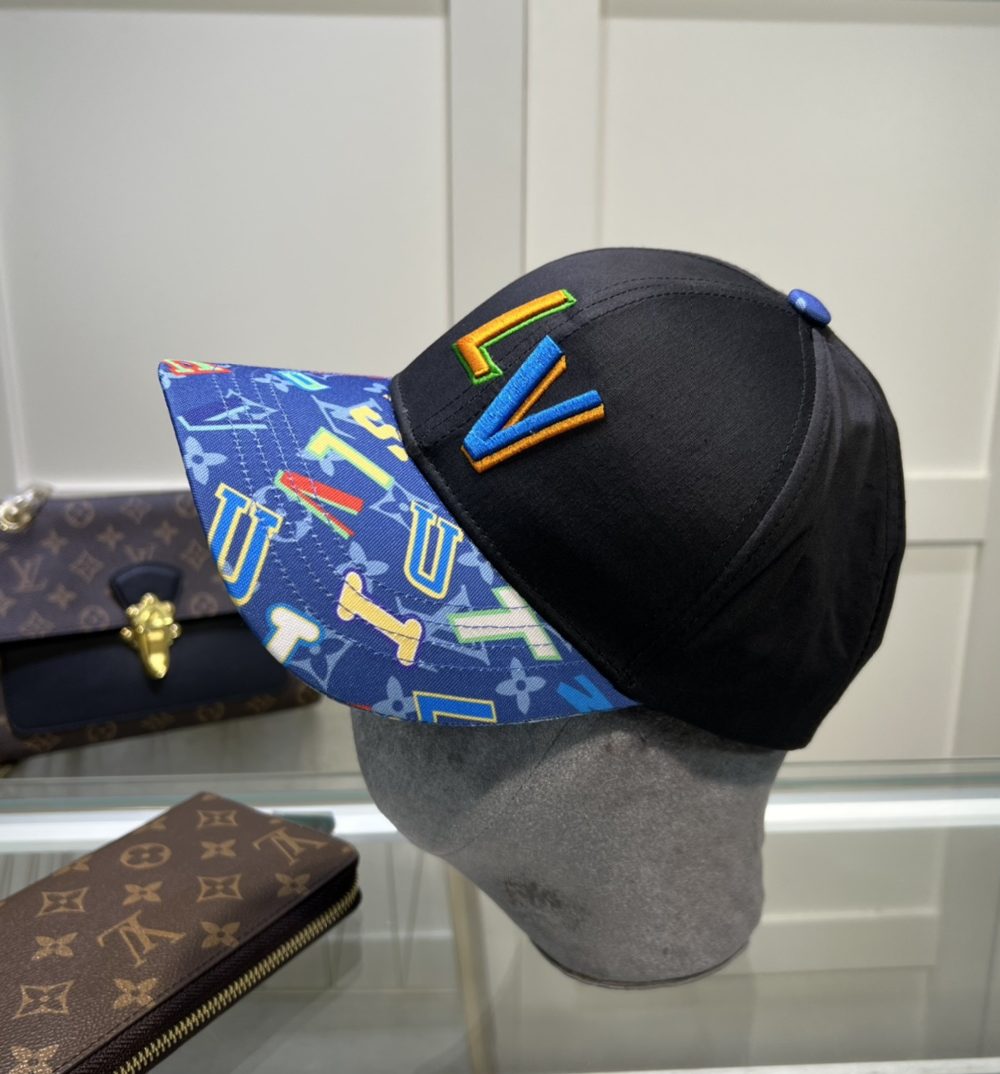 Louis Vuitton Embroidered Logo Baseball Cap Black LV Cap