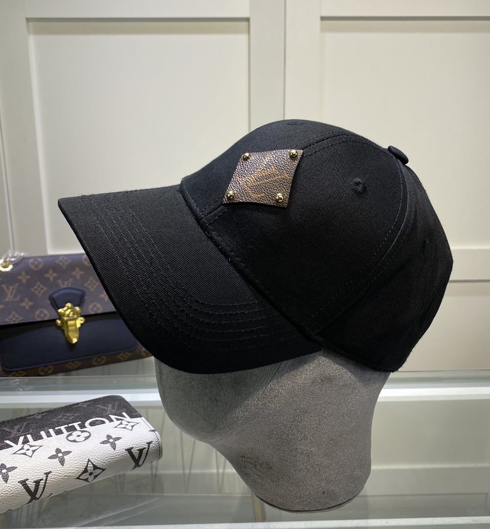 Louis Vuitton Embroidered Logo Baseball Cap Black LV Cap