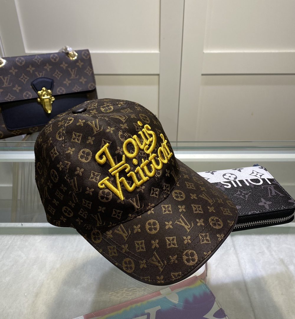 Louis Vuitton Embroidered Logo Baseball Cap Brown LV Cap