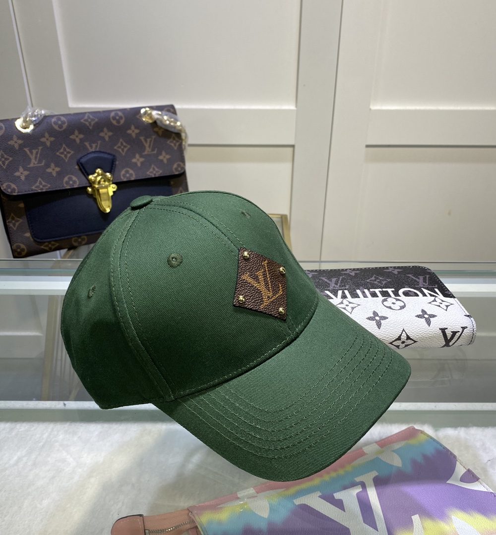 Louis Vuitton Embroidered Logo Baseball Cap Green LV Cap