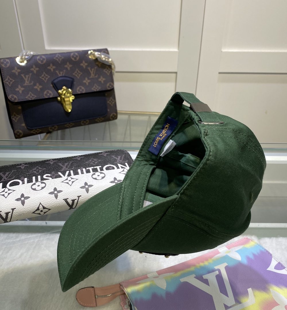 Louis Vuitton Embroidered Logo Baseball Cap Green LV Cap