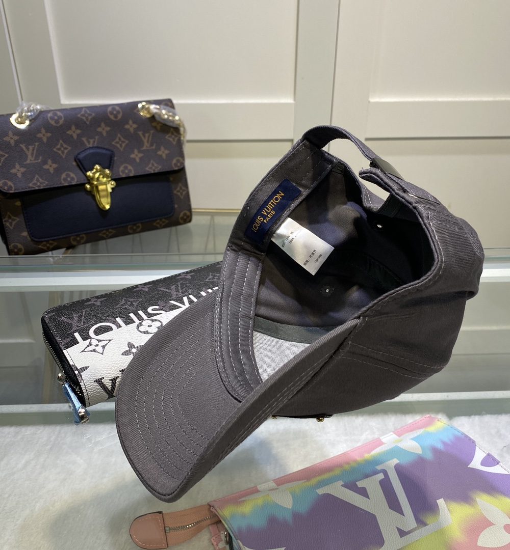 Louis Vuitton Embroidered Logo Baseball Cap Grey LV Cap