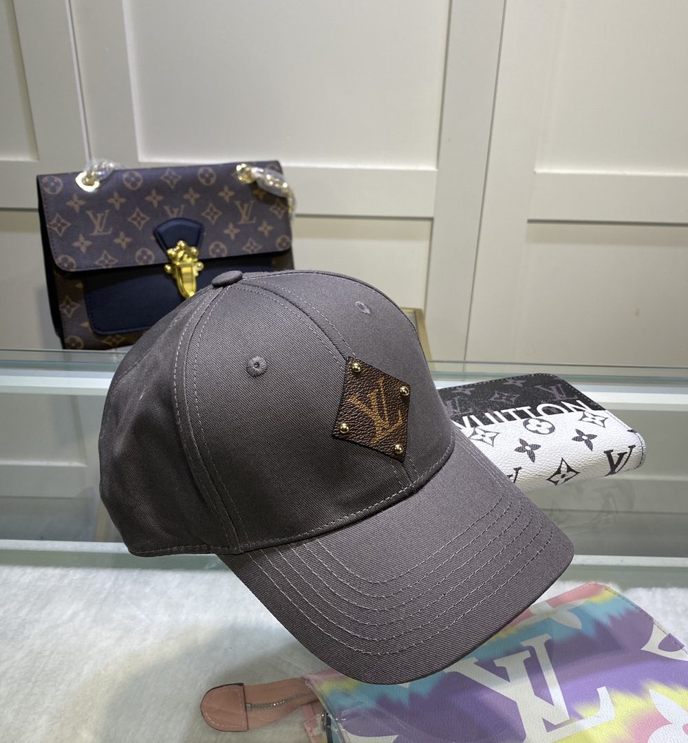 Louis Vuitton Embroidered Logo Baseball Cap Grey LV Cap
