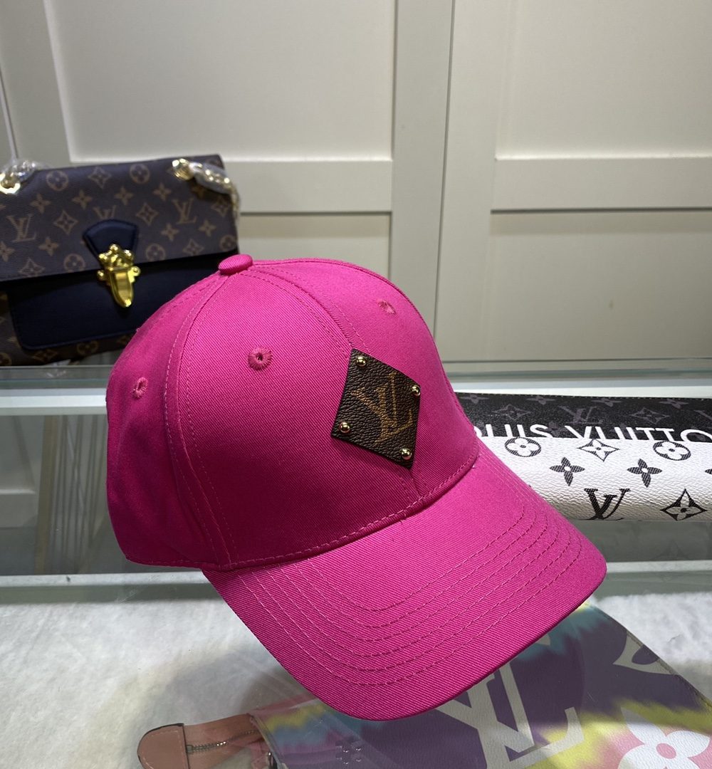 Louis Vuitton Embroidered Logo Baseball Cap Pink LV Cap