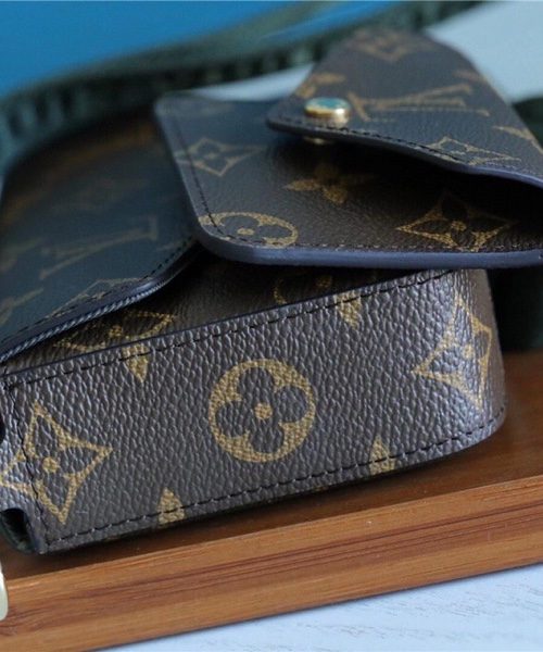 1:1 Replica Louis Vuitton Felicie Strap & Go Monogram Canvas Khaki Green For Women, Women's Wallets 6.7in/17cm LV M80091
