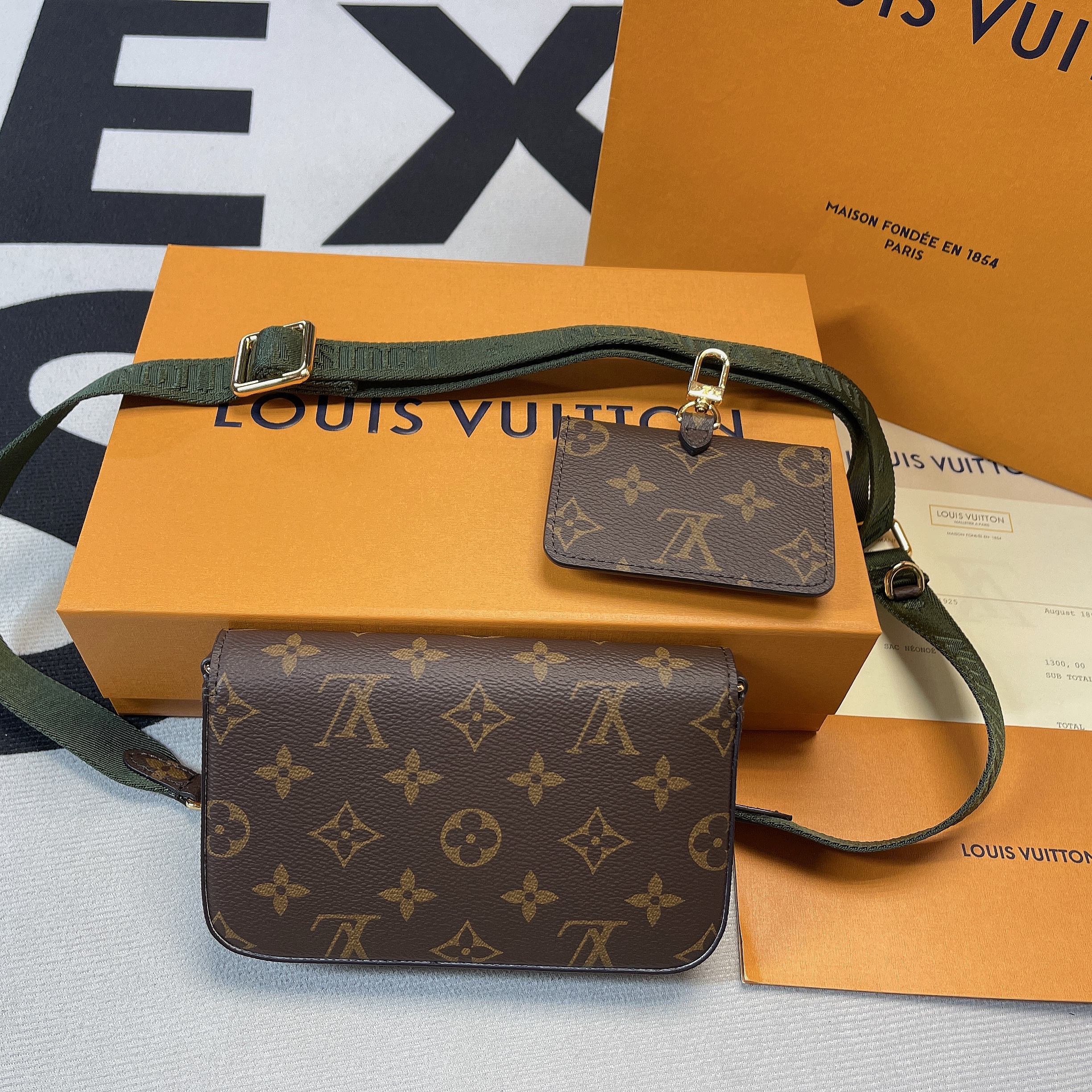 1:1 Replica Louis Vuitton Felicie Strap & Go Monogram Canvas Khaki Green For Women, Women's Wallets 6.7in/17cm LV M80091 - Image 8