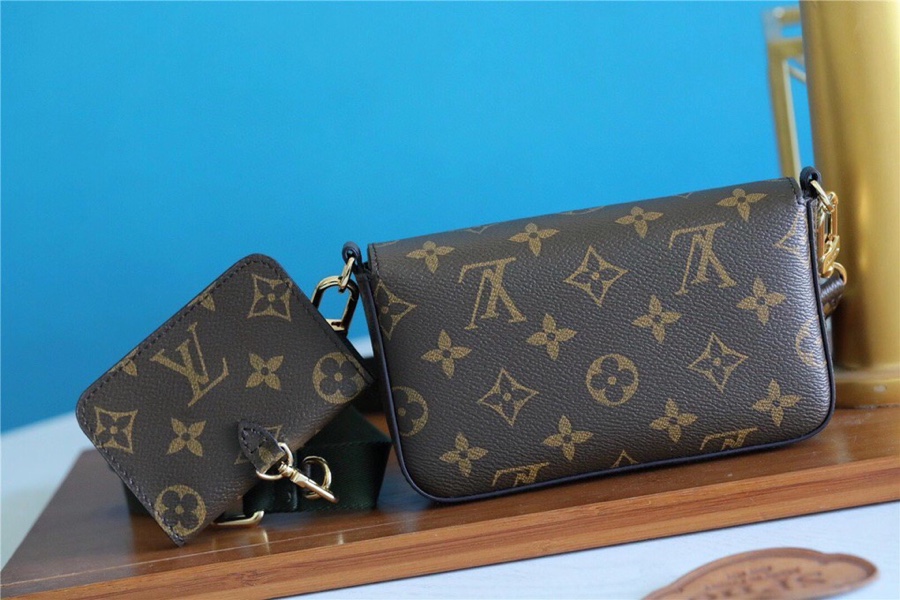 1:1 Replica Louis Vuitton Felicie Strap & Go Monogram Canvas Khaki Green For Women, Women's Wallets 6.7in/17cm LV M80091 - Image 9