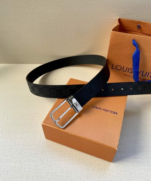 1:1 Replica Louis Vuitton Iconic Reversible LV Belt Black LV Women Belt
