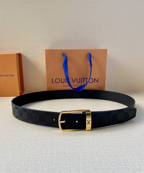 1:1 Replica Louis Vuitton Iconic Reversible LV Belt Black LV Women Belt