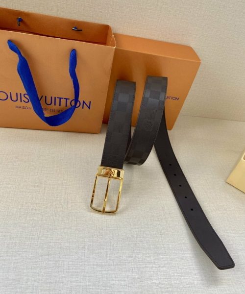 1:1 Replica Louis Vuitton Iconic Reversible LV Belt Black LV Women Belt