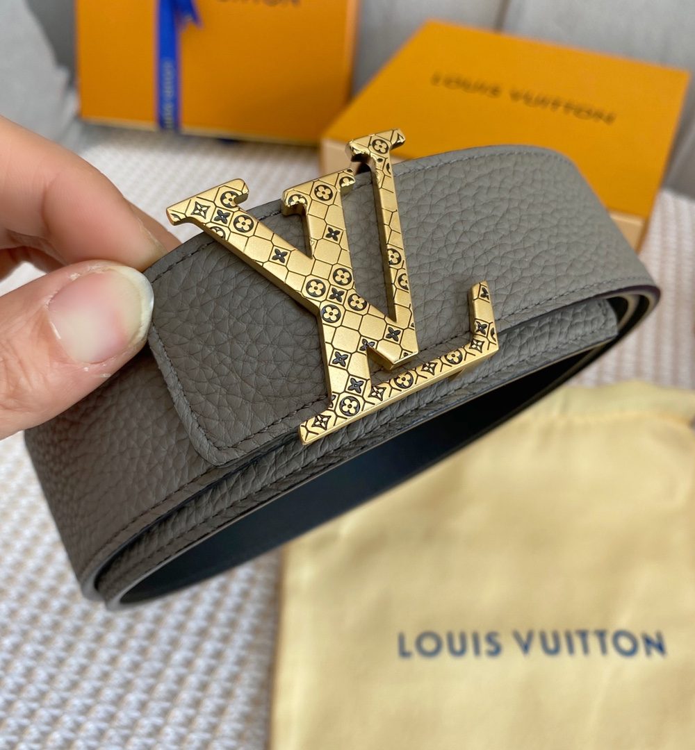 1:1 Replica Louis Vuitton Iconic Reversible LV Belt Grey LV Women Belt