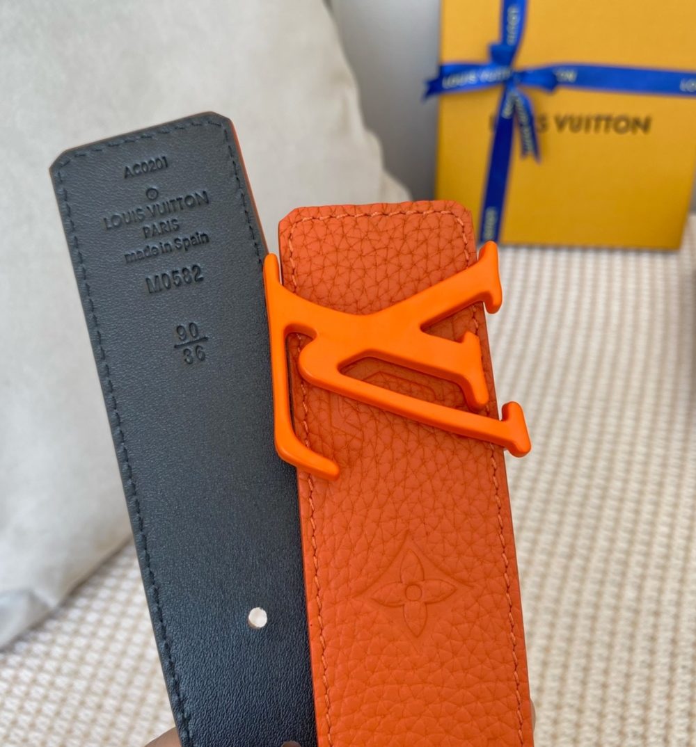 1:1 Replica Louis Vuitton Iconic Reversible LV Belt Orange LV Women Belt