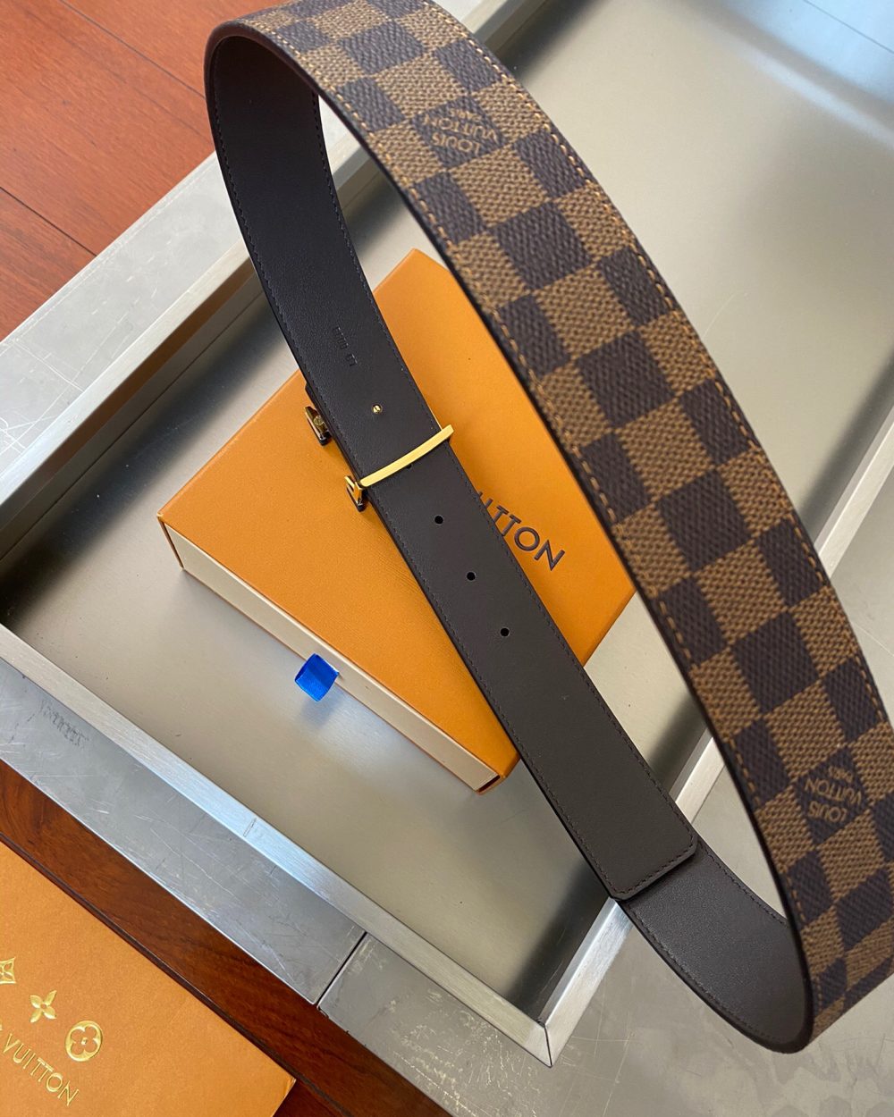1:1 Replica Louis Vuitton Initiales Reversible LV Belt Damier Ebene Canvas with Black Toned Hardware LV Women Belt