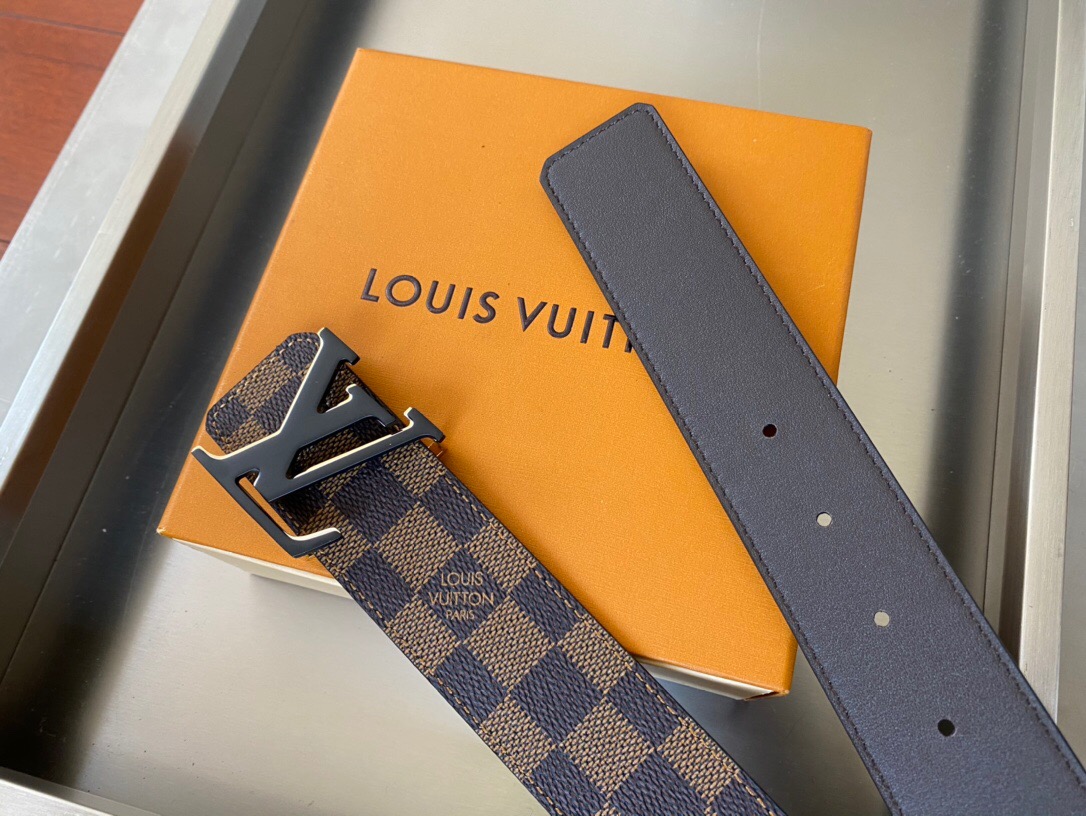 1:1 Replica Louis Vuitton Initiales Reversible LV Belt Damier Ebene Canvas with Black Toned Hardware LV Women Belt - Image 3