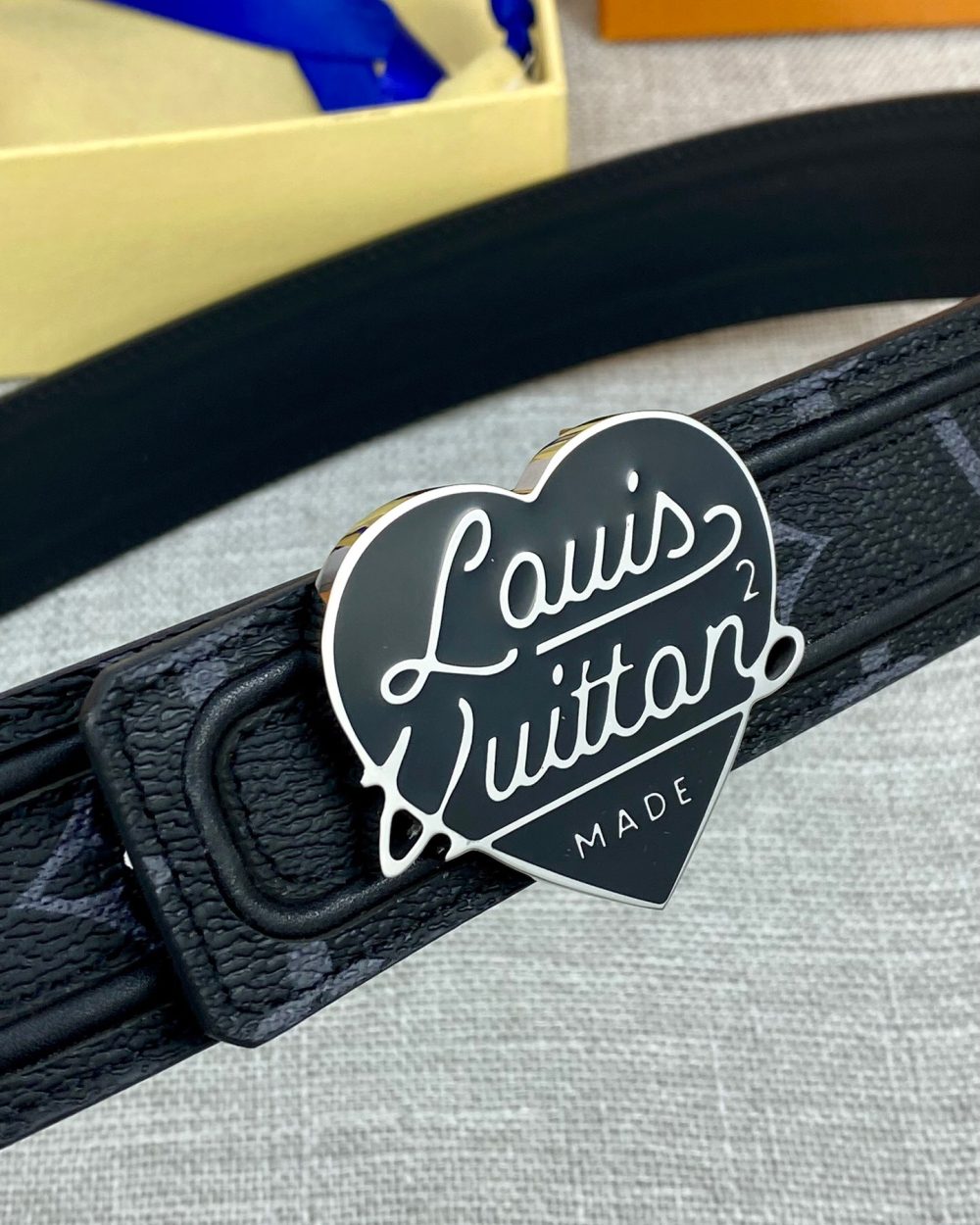 1:1 Replica Louis Vuitton Initiales Reversible LV Belt Damier Graphite with Silver Toned Hardware LV Women Belt