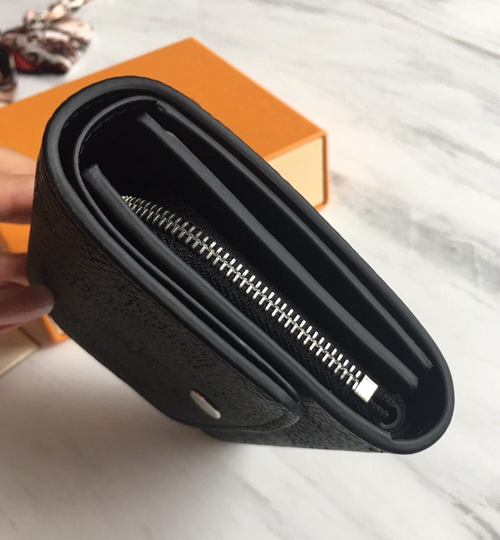 1:1 Replica Louis Vuitton Iris Compact Wallet Mahina Black For Women, Women's Wallet 4.7in/12cm LV M62540