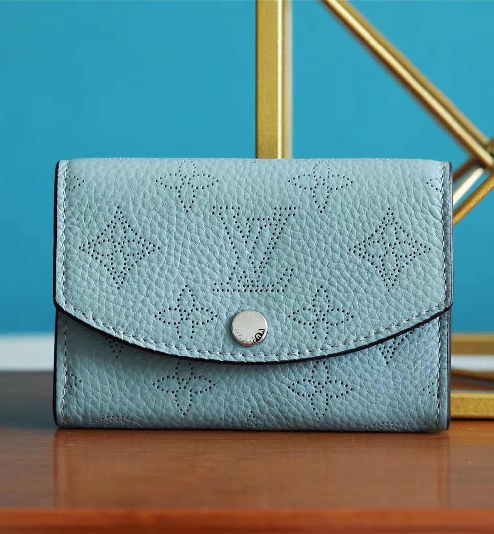 1:1 Replica Louis Vuitton Iris Compact Wallet Mahina Light Blue For Women, Women's Wallets 4.2in/12cm LV