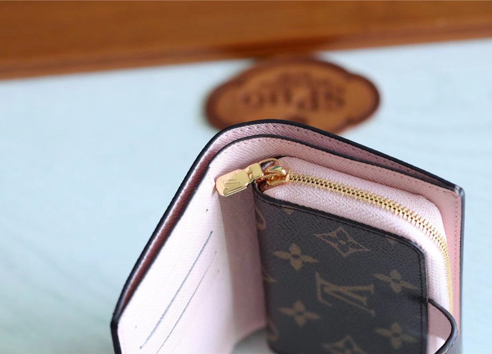 1:1 Replica Louis Vuitton Juliette Wallet Monogram Canvas Rose Ballerine Pink For Women, Women's Wallets 5.1in/13cm LV M80973