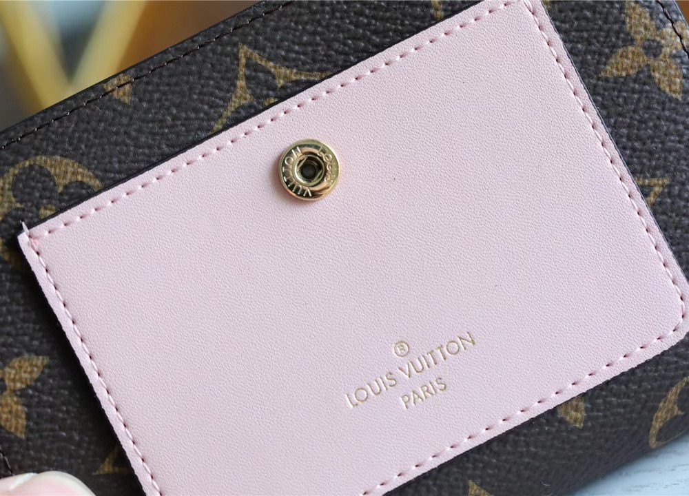 1:1 Replica Louis Vuitton Juliette Wallet Monogram Canvas Rose Ballerine Pink For Women, Women's Wallets 5.1in/13cm LV M80973