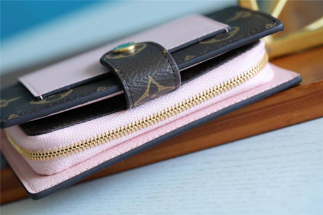1:1 Replica Louis Vuitton Juliette Wallet Monogram Canvas Rose Ballerine Pink For Women, Women's Wallets 5.1in/13cm LV M80973 - Image 6