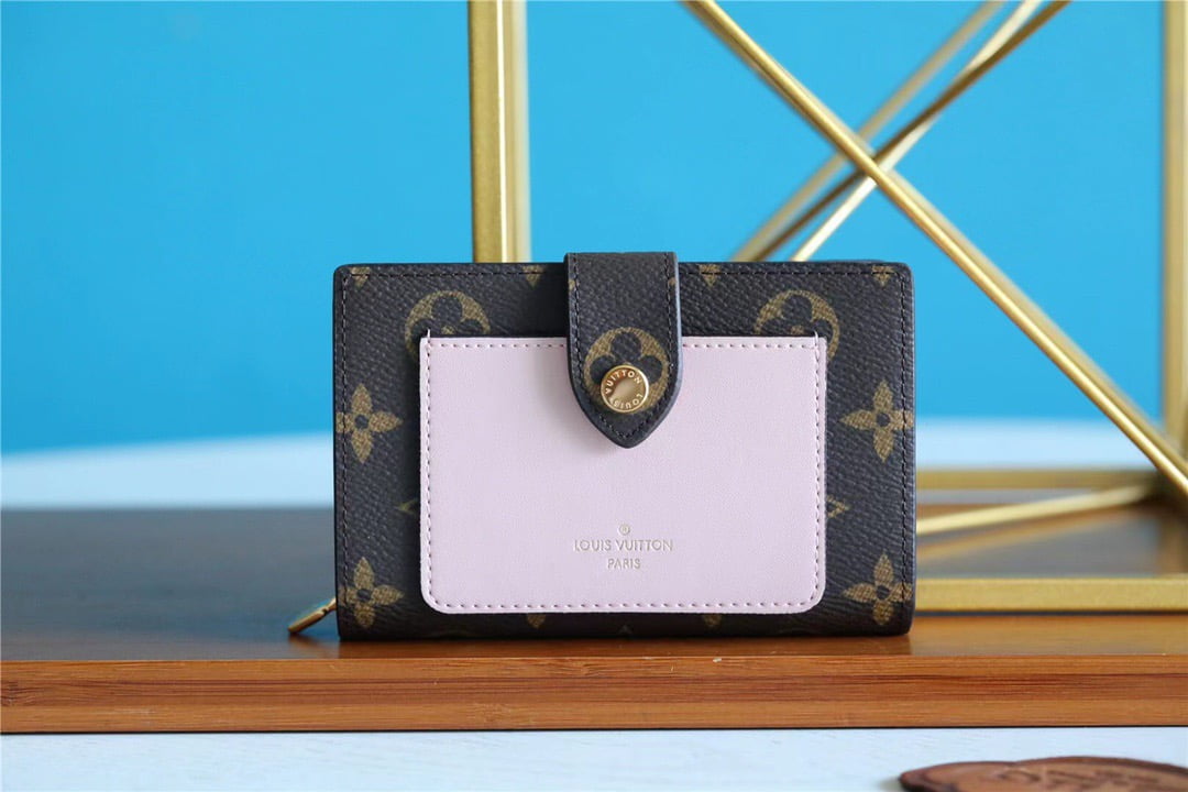 1:1 Replica Louis Vuitton Juliette Wallet Monogram Canvas Rose Ballerine Pink For Women, Women's Wallets 5.1in/13cm LV M80973