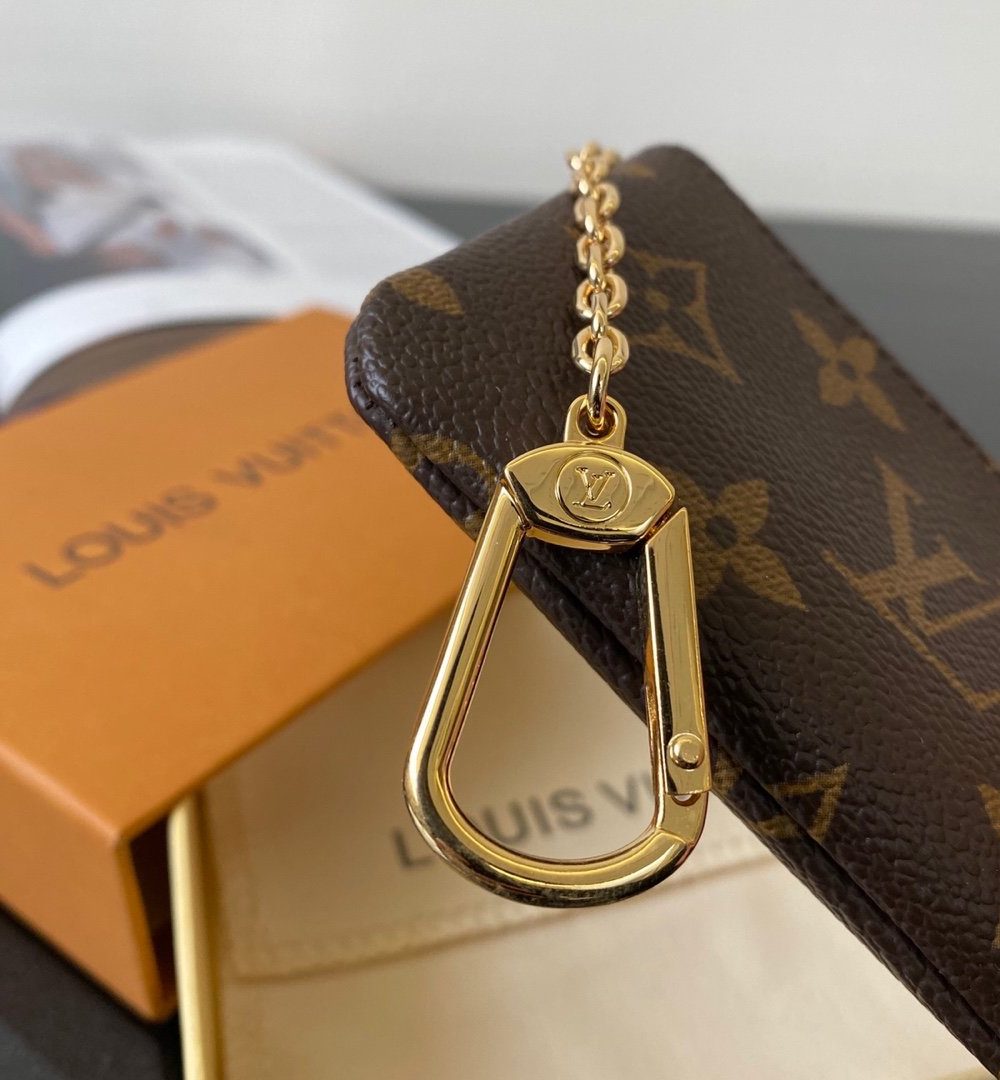 1:1 Replica Louis Vuitton Key Pouch In Iconic Monogram Canvas Brown For Women, Women's Wallet 12cm LV M62650