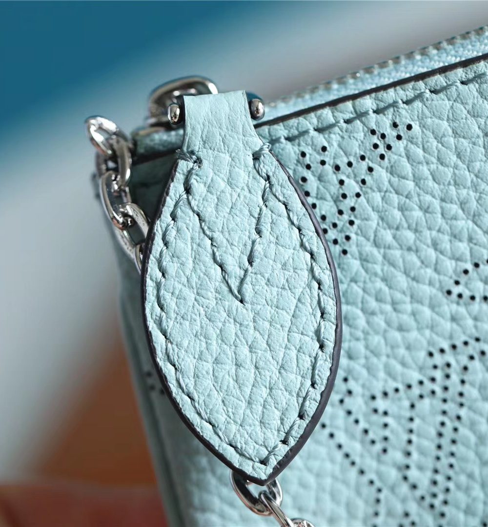 1:1 Replica Louis Vuitton Key Pouch Mahina Light Blue For Women, Women's Wallets 5.1in/13cm LV