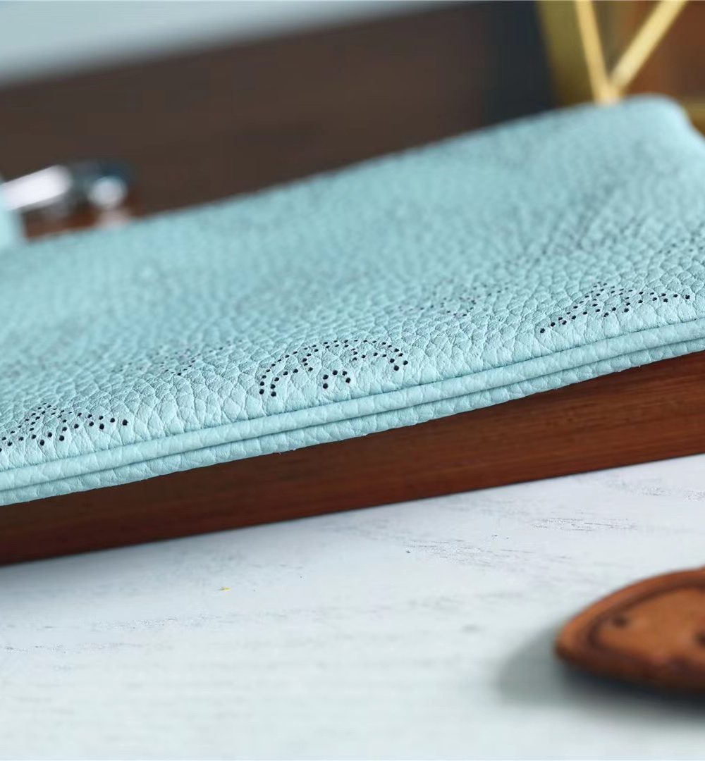 1:1 Replica Louis Vuitton Key Pouch Mahina Light Blue For Women, Women's Wallets 5.1in/13cm LV
