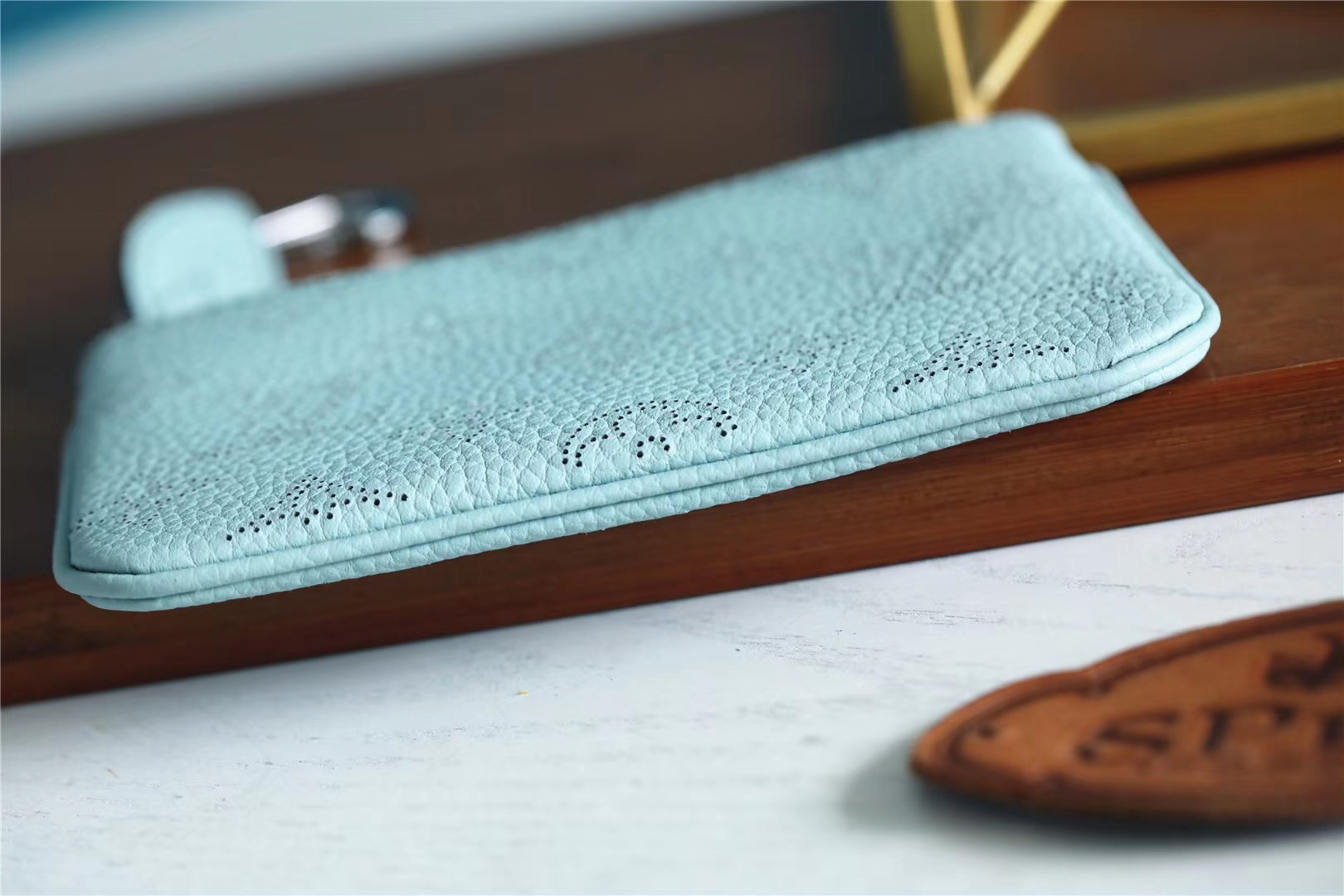 1:1 Replica Louis Vuitton Key Pouch Mahina Light Blue For Women, Women's Wallets 5.1in/13cm LV - Image 6