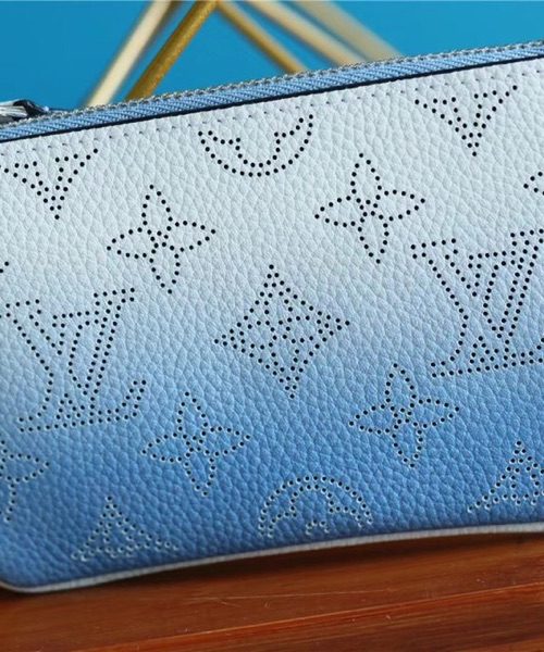 1:1 Replica Louis Vuitton Key Pouch Mahina Magnolia Blue For Women, Women's Wallets 5.1in/13cm LV 