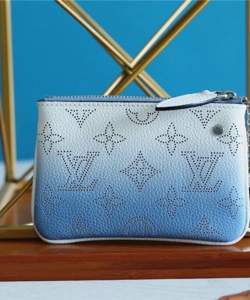 1:1 Replica Louis Vuitton Key Pouch Mahina Magnolia Blue For Women, Women's Wallets 5.1in/13cm LV