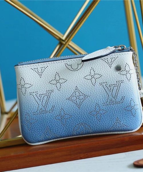 1:1 Replica Louis Vuitton Key Pouch Mahina Magnolia Blue For Women, Women's Wallets 5.1in/13cm LV 
