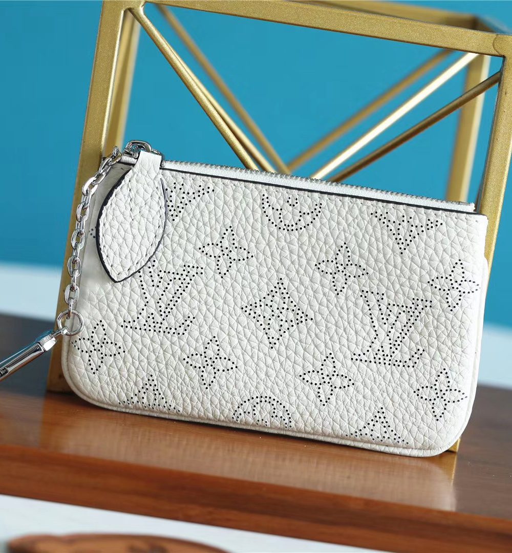 1:1 Replica Louis Vuitton Key Pouch Mahina White For Women, Women's Wallets 5.1in/13cm LV