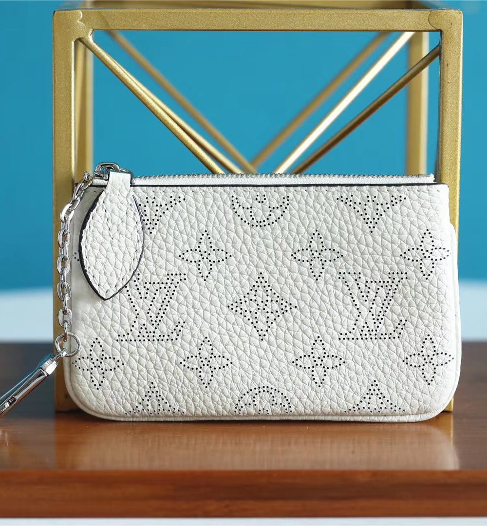 1:1 Replica Louis Vuitton Key Pouch Mahina White For Women, Women's Wallets 5.1in/13cm LV