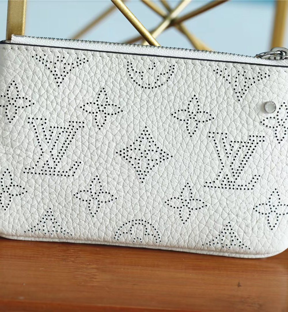 1:1 Replica Louis Vuitton Key Pouch Mahina White For Women, Women's Wallets 5.1in/13cm LV