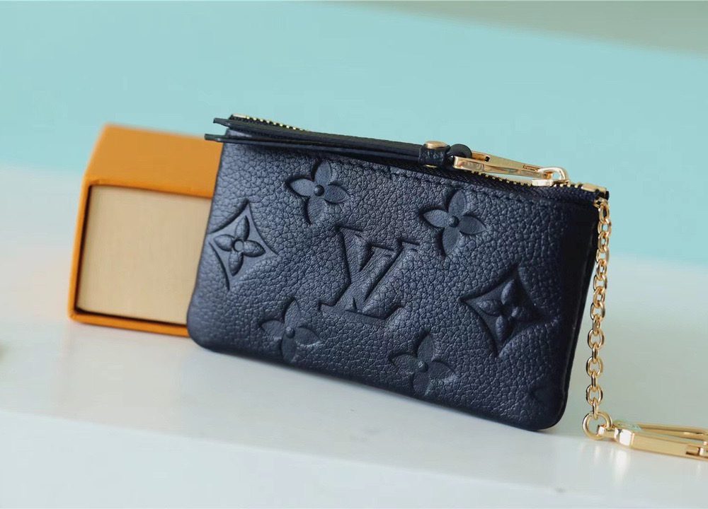 1:1 Replica Louis Vuitton Key Pouch Monogram Empreinte Black For Women, Women's Wallets 4.7in/12cm LV M80879