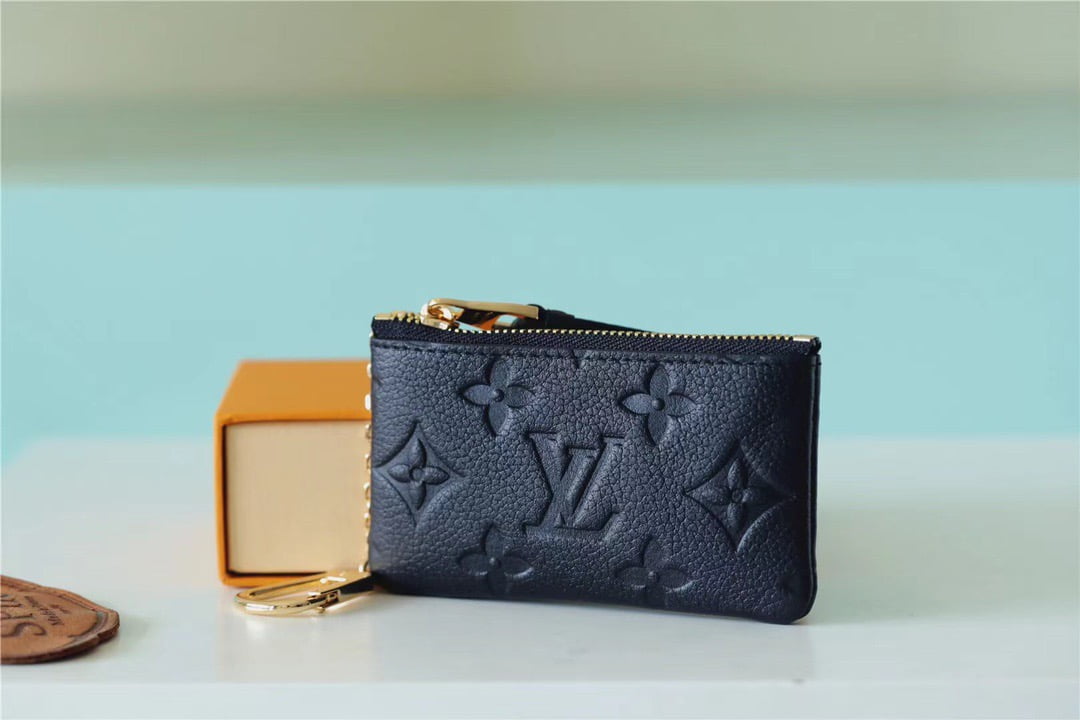 1:1 Replica Louis Vuitton Key Pouch Monogram Empreinte Black For Women, Women's Wallets 4.7in/12cm LV M80879