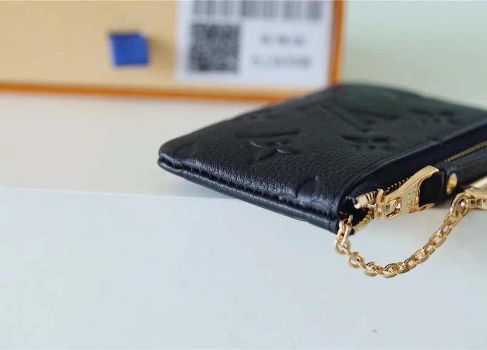 1:1 Replica Louis Vuitton Key Pouch Monogram Empreinte Black For Women, Women's Wallets 4.7in/12cm LV M80879