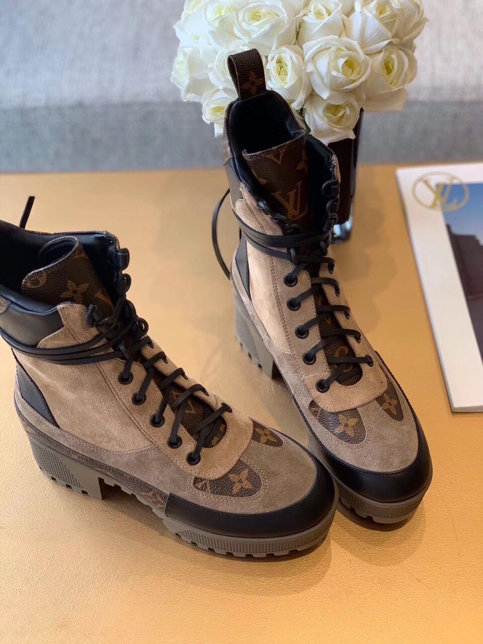 Louis Vuitton Laureate Desert Boot Patent Monogram Material Brown For Women LV 1A4XYE - Image 2