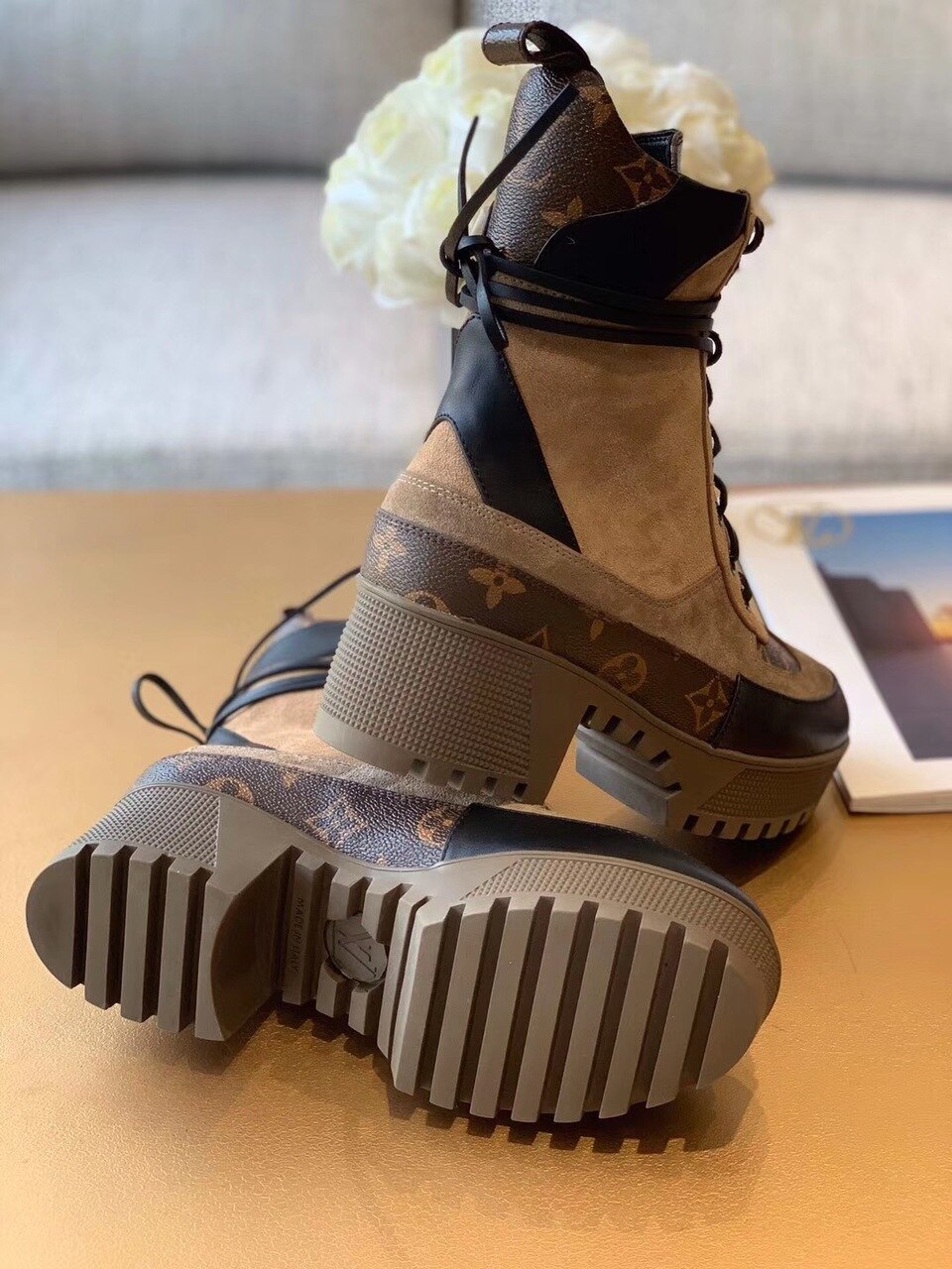 Louis Vuitton Laureate Desert Boot Patent Monogram Material Brown For Women LV 1A4XYE - Image 4