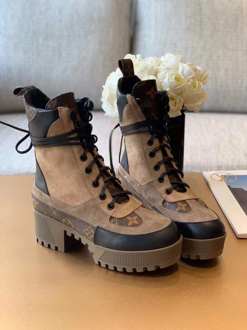 Louis Vuitton Laureate Desert Boot Patent Monogram Material Brown For Women LV 1A4XYE - Image 9